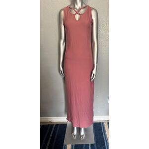 Derek Heart Women's Criss-Cross Keyhole Maxi Dress‎ M Rose Pink